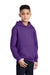 Port & Company PC90YH Youth Core Pill Resistant Fleece Hooded Sweatshirt Hoodie w/ Pouch Pocket Team Purple Model 3q
