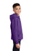 Port & Company PC90YH Youth Core Pill Resistant Fleece Hooded Sweatshirt Hoodie w/ Pouch Pocket Team Purple Model Side