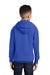 Port & Company PC90YH Youth Core Pill Resistant Fleece Hooded Sweatshirt Hoodie w/ Pouch Pocket True Royal Blue Model Back