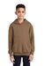 Port & Company PC90YH Youth Core Pill Resistant Fleece Hooded Sweatshirt Hoodie w/ Pouch Pocket Woodland Brown Model Front