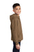Port & Company PC90YH Youth Core Pill Resistant Fleece Hooded Sweatshirt Hoodie w/ Pouch Pocket Woodland Brown Model Side