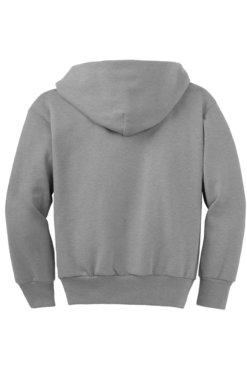 Port & Company PC90YZH Youth Core Pill Resistant Fleece Full Zip Hooded Sweatshirt Hoodie w/ Pockets Heather Grey Flat Back