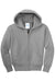 Port & Company PC90YZH Youth Core Pill Resistant Fleece Full Zip Hooded Sweatshirt Hoodie w/ Pockets Heather Grey Flat Front
