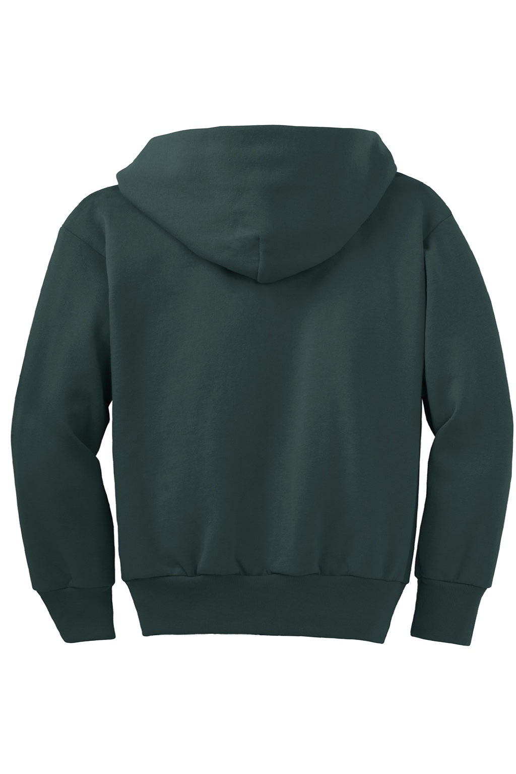 Port & Company PC90YZH Youth Core Pill Resistant Fleece Full Zip Hooded Sweatshirt Hoodie w/ Pockets Dark Green Flat Back