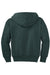 Port & Company PC90YZH Youth Core Pill Resistant Fleece Full Zip Hooded Sweatshirt Hoodie w/ Pockets Dark Green Flat Back