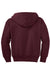 Port & Company PC90YZH Youth Core Pill Resistant Fleece Full Zip Hooded Sweatshirt Hoodie w/ Pockets Maroon Flat Back