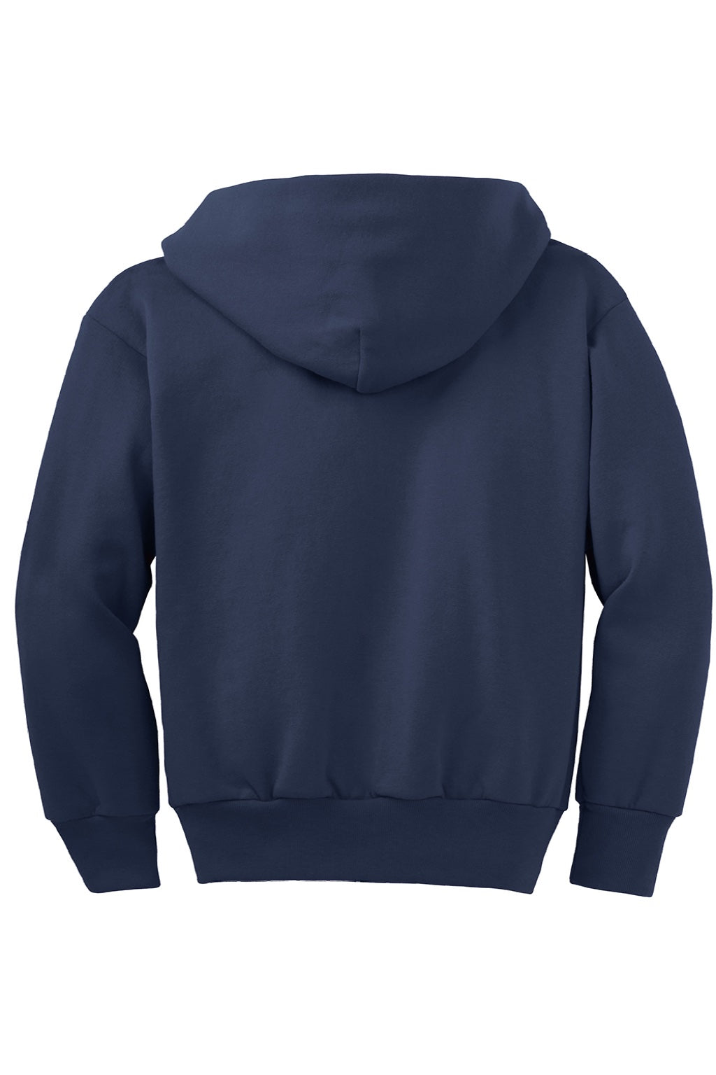 Port & Company PC90YZH Youth Core Pill Resistant Fleece Full Zip Hooded Sweatshirt Hoodie w/ Pockets Navy Blue Flat Back