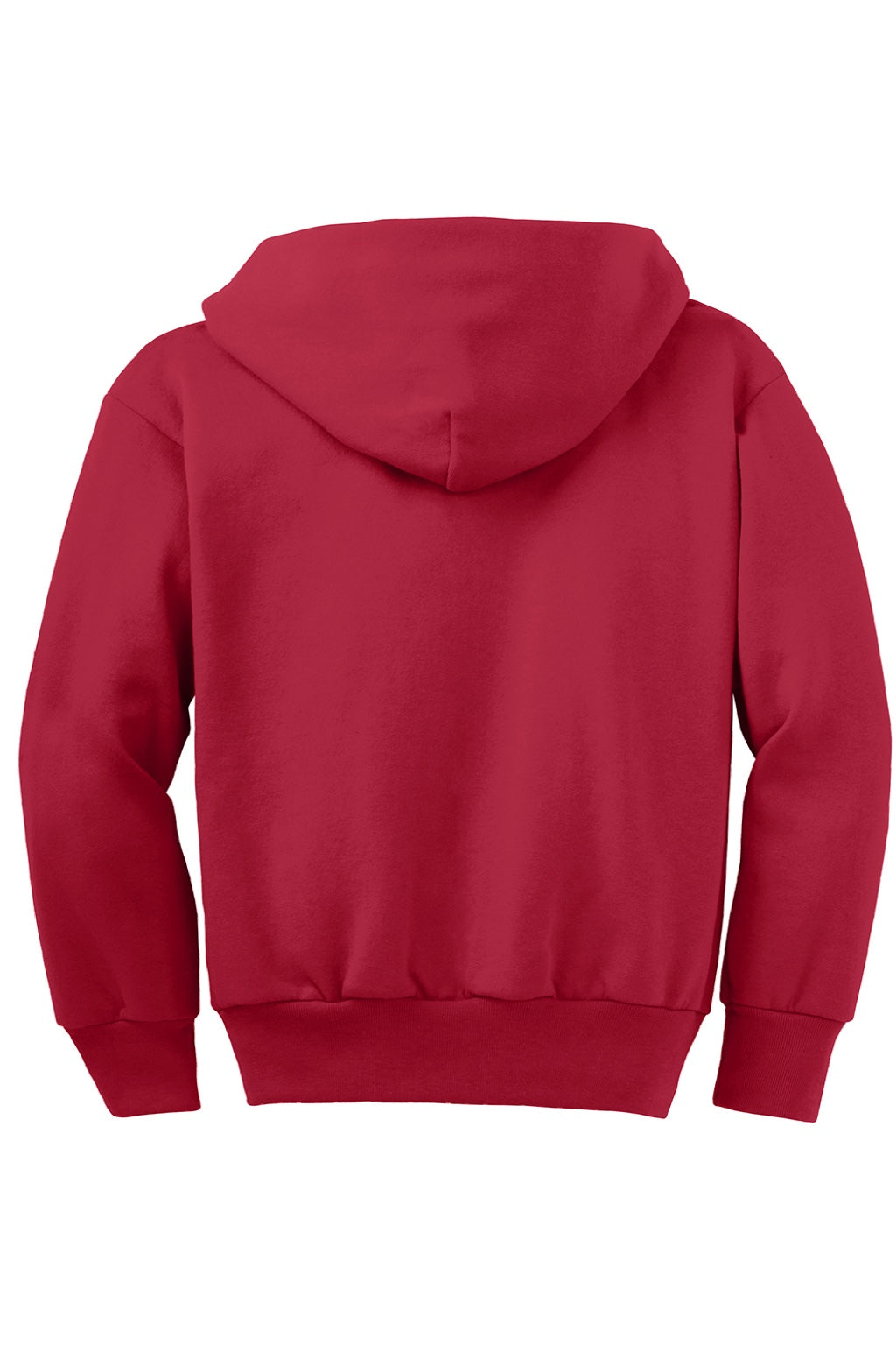 Port & Company PC90YZH Youth Core Pill Resistant Fleece Full Zip Hooded Sweatshirt Hoodie w/ Pockets Red Flat Back