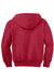 Port & Company PC90YZH Youth Core Pill Resistant Fleece Full Zip Hooded Sweatshirt Hoodie w/ Pockets Red Flat Back