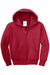 Port & Company PC90YZH Youth Core Pill Resistant Fleece Full Zip Hooded Sweatshirt Hoodie w/ Pockets Red Flat Front