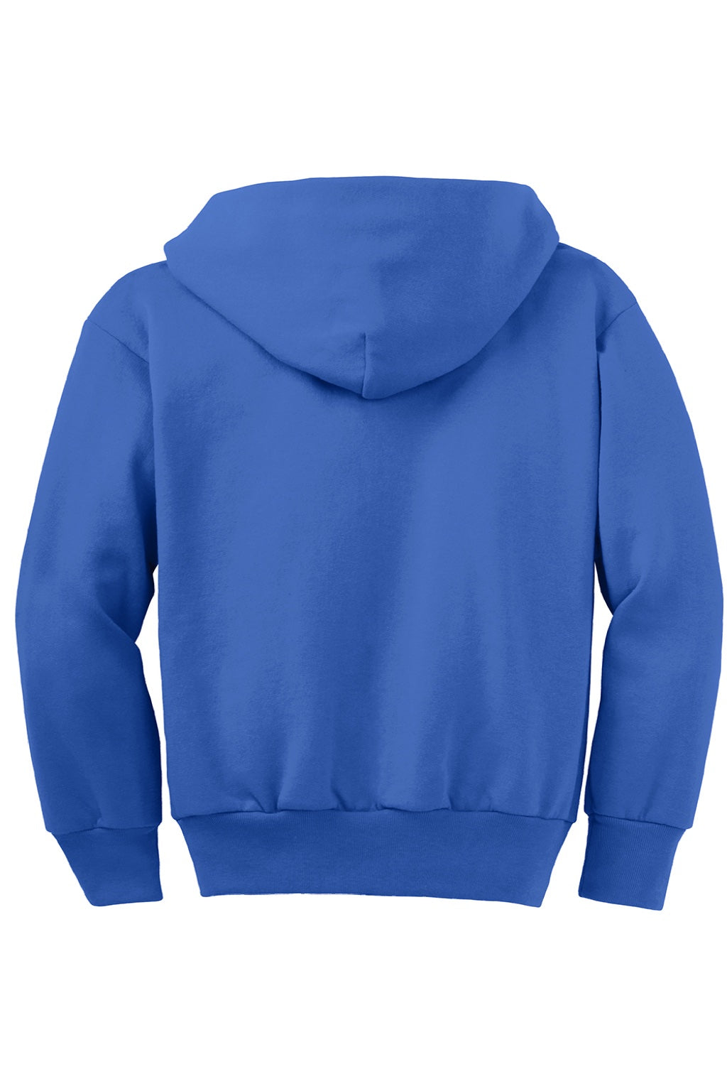 Port & Company PC90YZH Youth Core Pill Resistant Fleece Full Zip Hooded Sweatshirt Hoodie w/ Pockets Royal Blue Flat Back