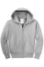 Port & Company PC90YZH Youth Core Pill Resistant Fleece Full Zip Hooded Sweatshirt Hoodie w/ Pockets Ash Grey Flat Front