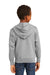 Port & Company PC90YZH Youth Core Pill Resistant Fleece Full Zip Hooded Sweatshirt Hoodie w/ Pockets Ash Grey Model Back