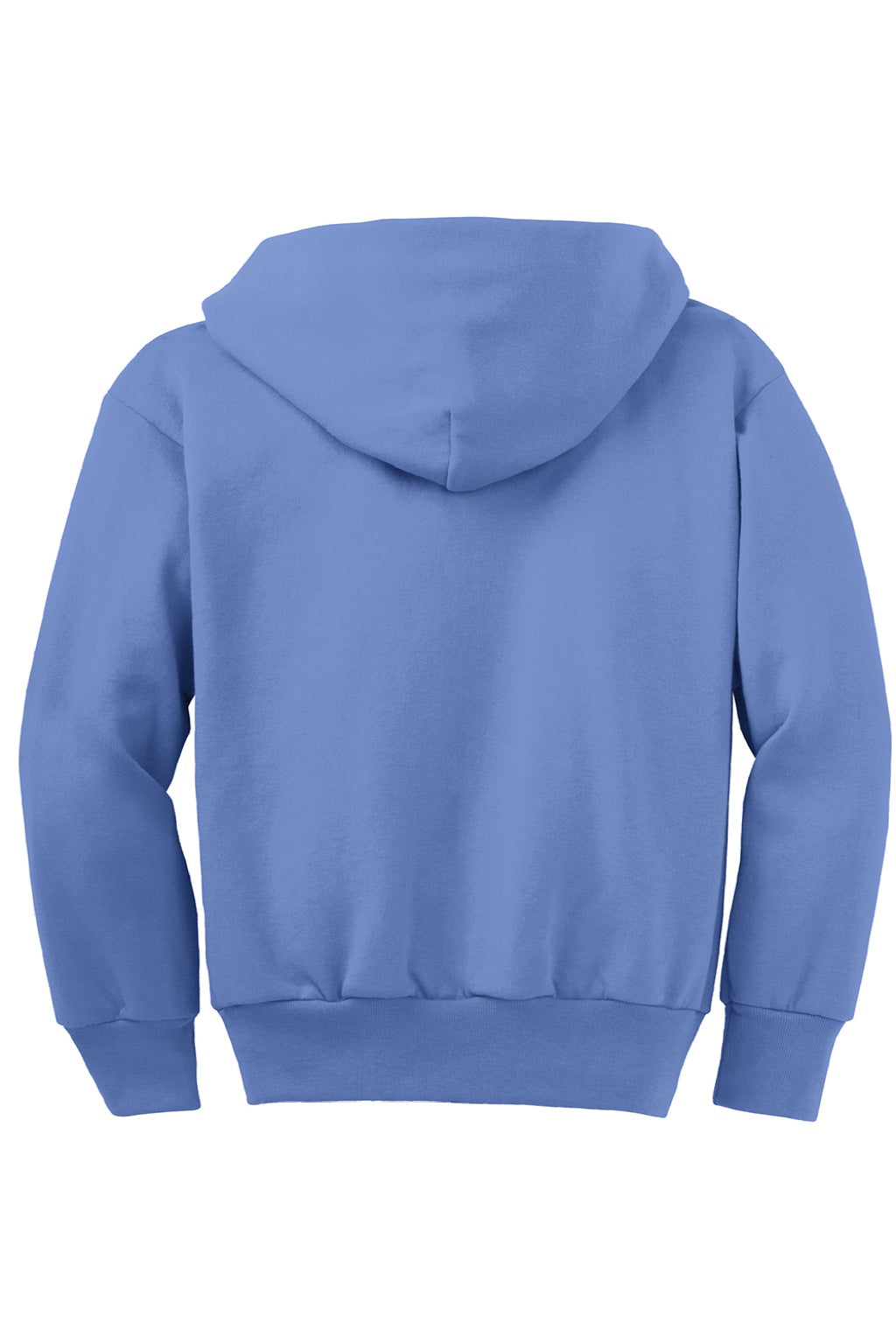 Port & Company PC90YZH Youth Core Pill Resistant Fleece Full Zip Hooded Sweatshirt Hoodie w/ Pockets Carolina Blue Flat Back