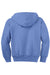 Port & Company PC90YZH Youth Core Pill Resistant Fleece Full Zip Hooded Sweatshirt Hoodie w/ Pockets Carolina Blue Flat Back