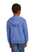Port & Company PC90YZH Youth Core Pill Resistant Fleece Full Zip Hooded Sweatshirt Hoodie w/ Pockets Carolina Blue Model Back