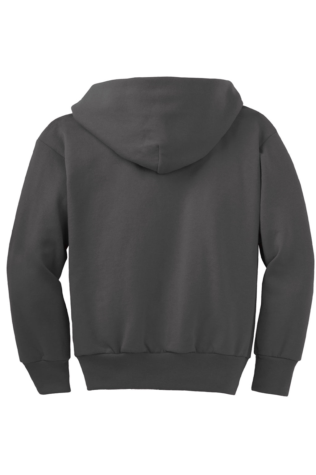 Port & Company PC90YZH Youth Core Pill Resistant Fleece Full Zip Hooded Sweatshirt Hoodie w/ Pockets Charcoal Grey Flat Back