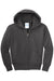 Port & Company PC90YZH Youth Core Pill Resistant Fleece Full Zip Hooded Sweatshirt Hoodie w/ Pockets Charcoal Grey Flat Front