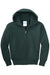 Port & Company PC90YZH Youth Core Pill Resistant Fleece Full Zip Hooded Sweatshirt Hoodie w/ Pockets Dark Green Flat Front