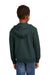 Port & Company PC90YZH Youth Core Pill Resistant Fleece Full Zip Hooded Sweatshirt Hoodie w/ Pockets Dark Green Model Back