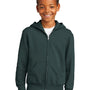 Port & Company Youth Core Pill Resistant Fleece Full Zip Hooded Sweatshirt Hoodie w/ Pockets - Dark Green