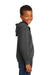 Port & Company PC90YZH Youth Core Pill Resistant Fleece Full Zip Hooded Sweatshirt Hoodie w/ Pockets Heather Dark Grey Model Side