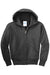 Port & Company PC90YZH Youth Core Pill Resistant Fleece Full Zip Hooded Sweatshirt Hoodie w/ Pockets Heather Dark Grey Flat Front