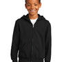 Port & Company Youth Core Pill Resistant Fleece Full Zip Hooded Sweatshirt Hoodie w/ Pockets - Jet Black