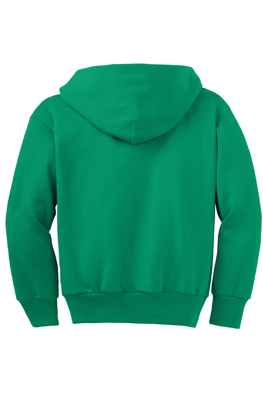 Port & Company PC90YZH Youth Core Pill Resistant Fleece Full Zip Hooded Sweatshirt Hoodie w/ Pockets Kelly Green Flat Back