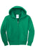 Port & Company PC90YZH Youth Core Pill Resistant Fleece Full Zip Hooded Sweatshirt Hoodie w/ Pockets Kelly Green Flat Front