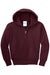 Port & Company PC90YZH Youth Core Pill Resistant Fleece Full Zip Hooded Sweatshirt Hoodie w/ Pockets Maroon Flat Front