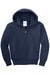 Port & Company PC90YZH Youth Core Pill Resistant Fleece Full Zip Hooded Sweatshirt Hoodie w/ Pockets Navy Blue Flat Front