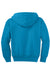 Port & Company PC90YZH Youth Core Pill Resistant Fleece Full Zip Hooded Sweatshirt Hoodie w/ Pockets Neon Blue Flat Back