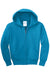 Port & Company PC90YZH Youth Core Pill Resistant Fleece Full Zip Hooded Sweatshirt Hoodie w/ Pockets Neon Blue Flat Front