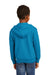 Port & Company PC90YZH Youth Core Pill Resistant Fleece Full Zip Hooded Sweatshirt Hoodie w/ Pockets Neon Blue Model Back