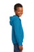 Port & Company PC90YZH Youth Core Pill Resistant Fleece Full Zip Hooded Sweatshirt Hoodie w/ Pockets Neon Blue Model Side