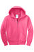 Port & Company PC90YZH Youth Core Pill Resistant Fleece Full Zip Hooded Sweatshirt Hoodie w/ Pockets Neon Pink Flat Front