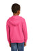 Port & Company PC90YZH Youth Core Pill Resistant Fleece Full Zip Hooded Sweatshirt Hoodie w/ Pockets Neon Pink Model Back
