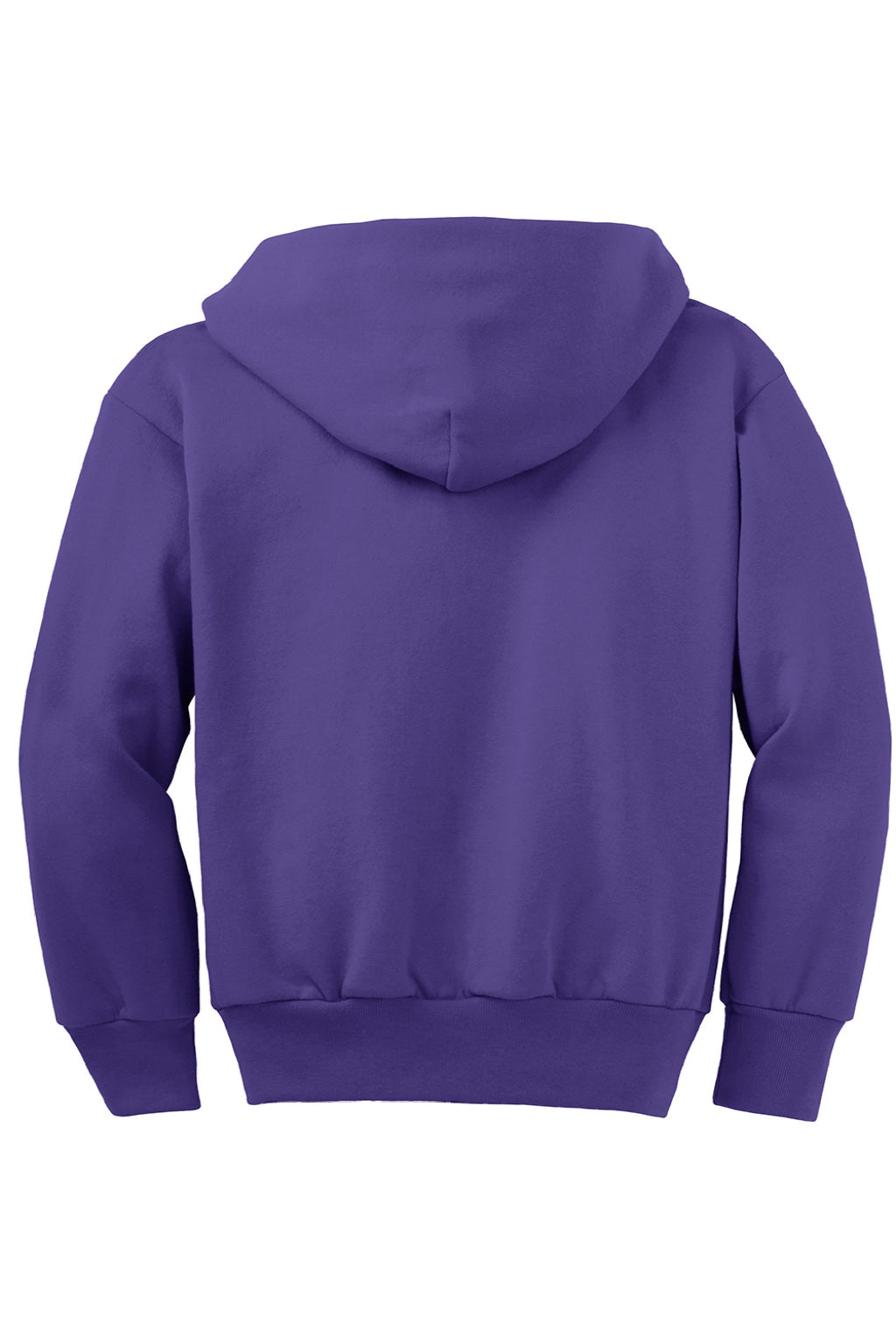 Port & Company PC90YZH Youth Core Pill Resistant Fleece Full Zip Hooded Sweatshirt Hoodie w/ Pockets Purple Flat Back