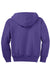 Port & Company PC90YZH Youth Core Pill Resistant Fleece Full Zip Hooded Sweatshirt Hoodie w/ Pockets Purple Flat Back