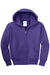 Port & Company PC90YZH Youth Core Pill Resistant Fleece Full Zip Hooded Sweatshirt Hoodie w/ Pockets Purple Flat Front