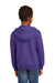 Port & Company PC90YZH Youth Core Pill Resistant Fleece Full Zip Hooded Sweatshirt Hoodie w/ Pockets Purple Model Back