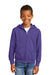 Port & Company PC90YZH Youth Core Pill Resistant Fleece Full Zip Hooded Sweatshirt Hoodie w/ Pockets Purple Model Front