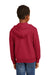 Port & Company PC90YZH Youth Core Pill Resistant Fleece Full Zip Hooded Sweatshirt Hoodie w/ Pockets Red Model Back