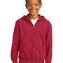 Port & Company Youth Core Pill Resistant Fleece Full Zip Hooded Sweatshirt Hoodie w/ Pockets - Red