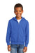 Port & Company PC90YZH Youth Core Pill Resistant Fleece Full Zip Hooded Sweatshirt Hoodie w/ Pockets Royal Blue Model Front