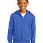 Port & Company Youth Core Pill Resistant Fleece Full Zip Hooded Sweatshirt Hoodie w/ Pockets - Royal Blue