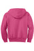 Port & Company PC90YZH Youth Core Pill Resistant Fleece Full Zip Hooded Sweatshirt Hoodie w/ Pockets Sangria Pink Flat Back