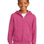 Port & Company Youth Core Pill Resistant Fleece Full Zip Hooded Sweatshirt Hoodie w/ Pockets - Sangria Pink