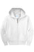 Port & Company PC90YZH Youth Core Pill Resistant Fleece Full Zip Hooded Sweatshirt Hoodie w/ Pockets White Flat Front